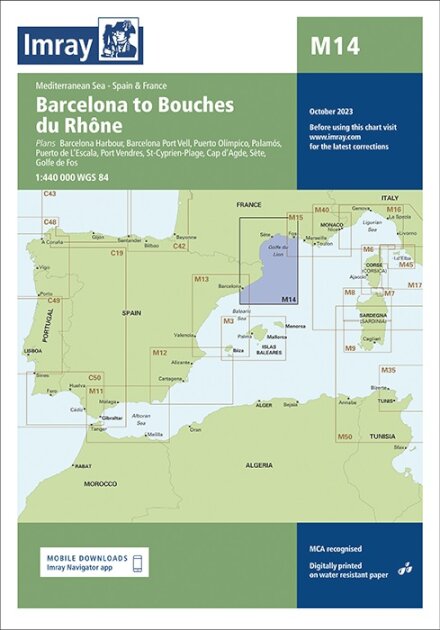 Imray Chart M14 : Barcelona to Bouches du Rhone
