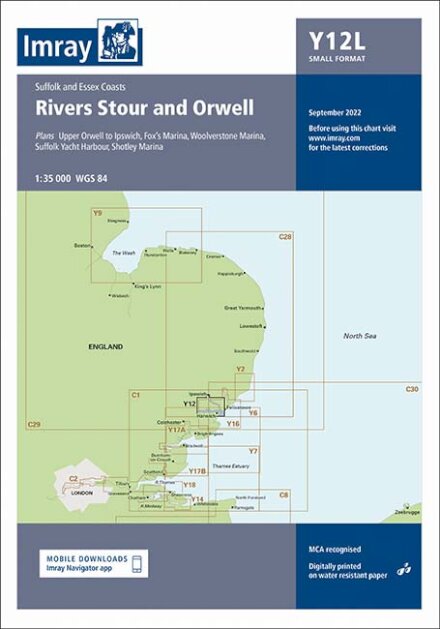 Imray Chart Y12 Laminated : Rivers Stour and Orwell : Y12