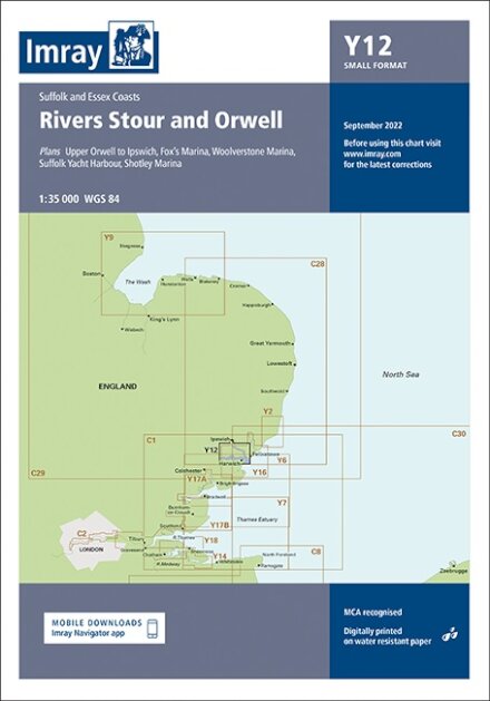 Imray Chart Y12 : Rivers Stour and Orwell : Y12