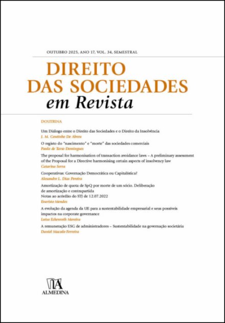 Direito Das Sociedades Em Revista N.º 34