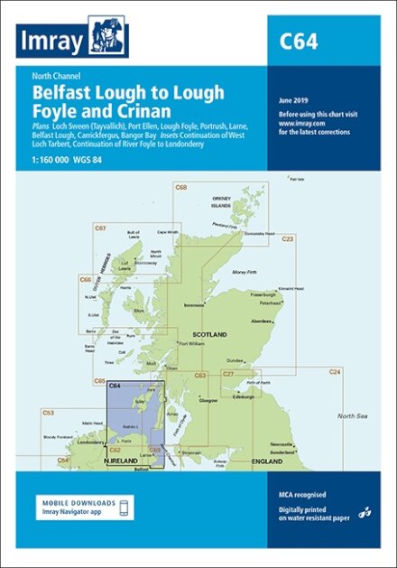 Imray Chart C64 : North Channel - Belfast Lough to Lough Foyle and Crinan