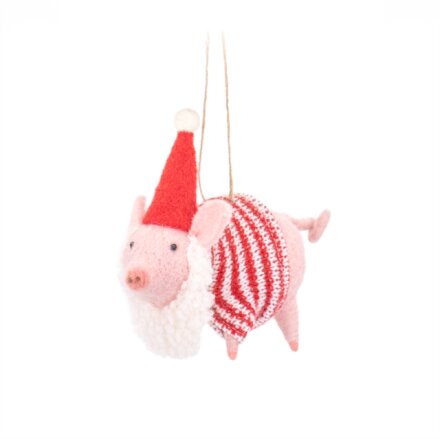 Festive Pig Felt Decoration