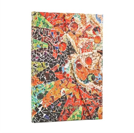2026 Gaudi's Sun (Gaudi’s Mosaics) Mini 18-month Horizontal Hardcover Flexi Dayplanner 2025-2026 (Wrap Closure)